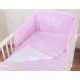 Conjunto de cama bebé  5 elementos coração rosa bolas